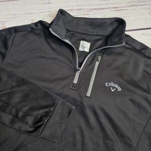Callaway Mens Large 1/4 Zip Golf Sweater Long Sleeve Performance Black Polyester